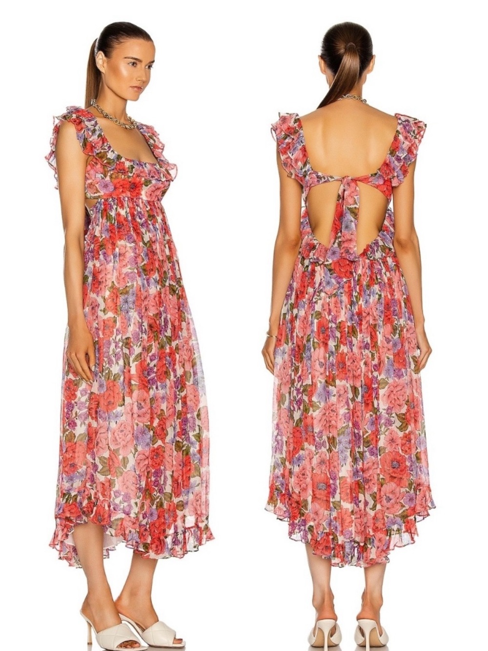 Zimmermann Poppy Frill Edge Midi Dress Crimson Floral Quiet
Luxury Designer S